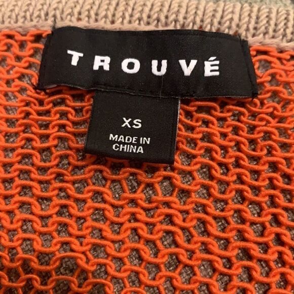 Trouve Orange Tan Mesh Crochet Dopamine Tunic Sweater Size XS - Picture 4 of 9